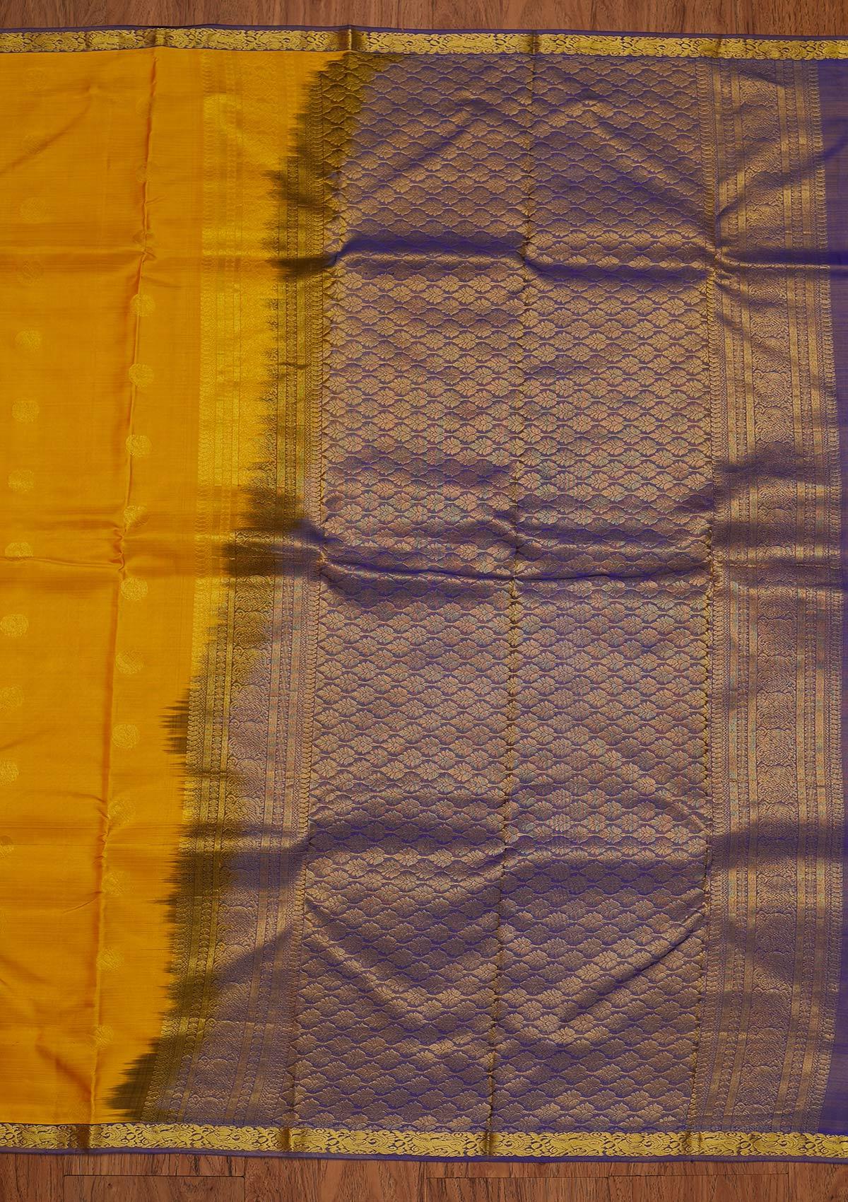 Yellow Zariwork Pure Silk Designer Saree - koskii