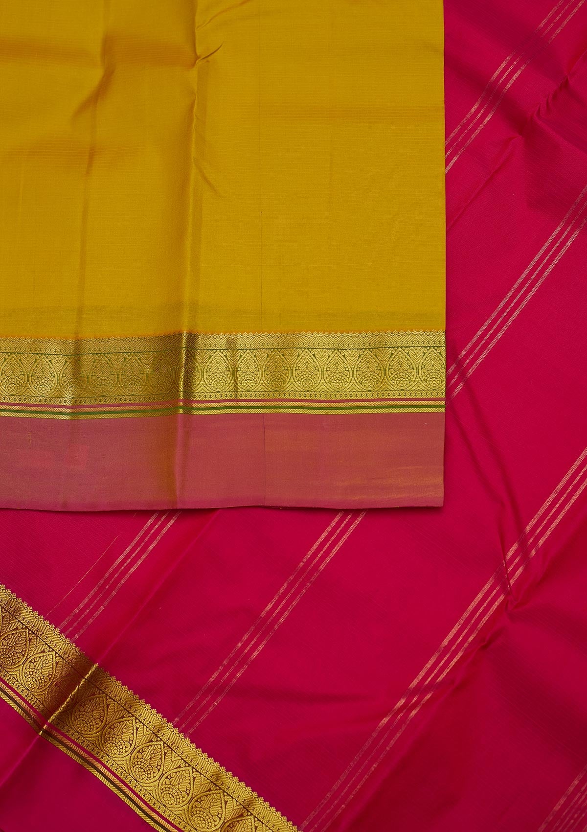 Yellow Zariwork Pure Silk Designer Unstitched Saree - Koskii