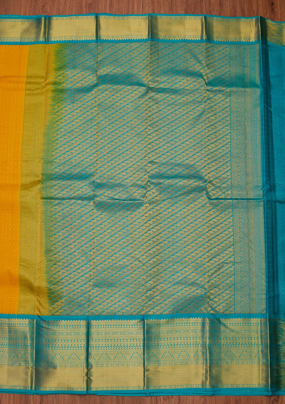 Yellow Zariwork Pure Silk Designer Unstitched Saree - Koskii