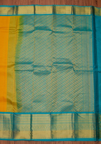 Yellow Zariwork Pure Silk Designer Unstitched Saree - Koskii