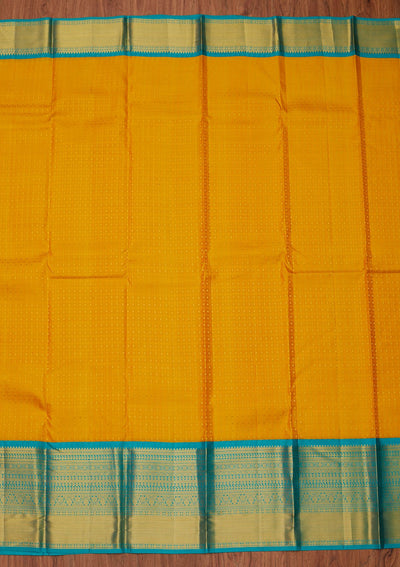 Yellow Zariwork Pure Silk Designer Unstitched Saree - Koskii