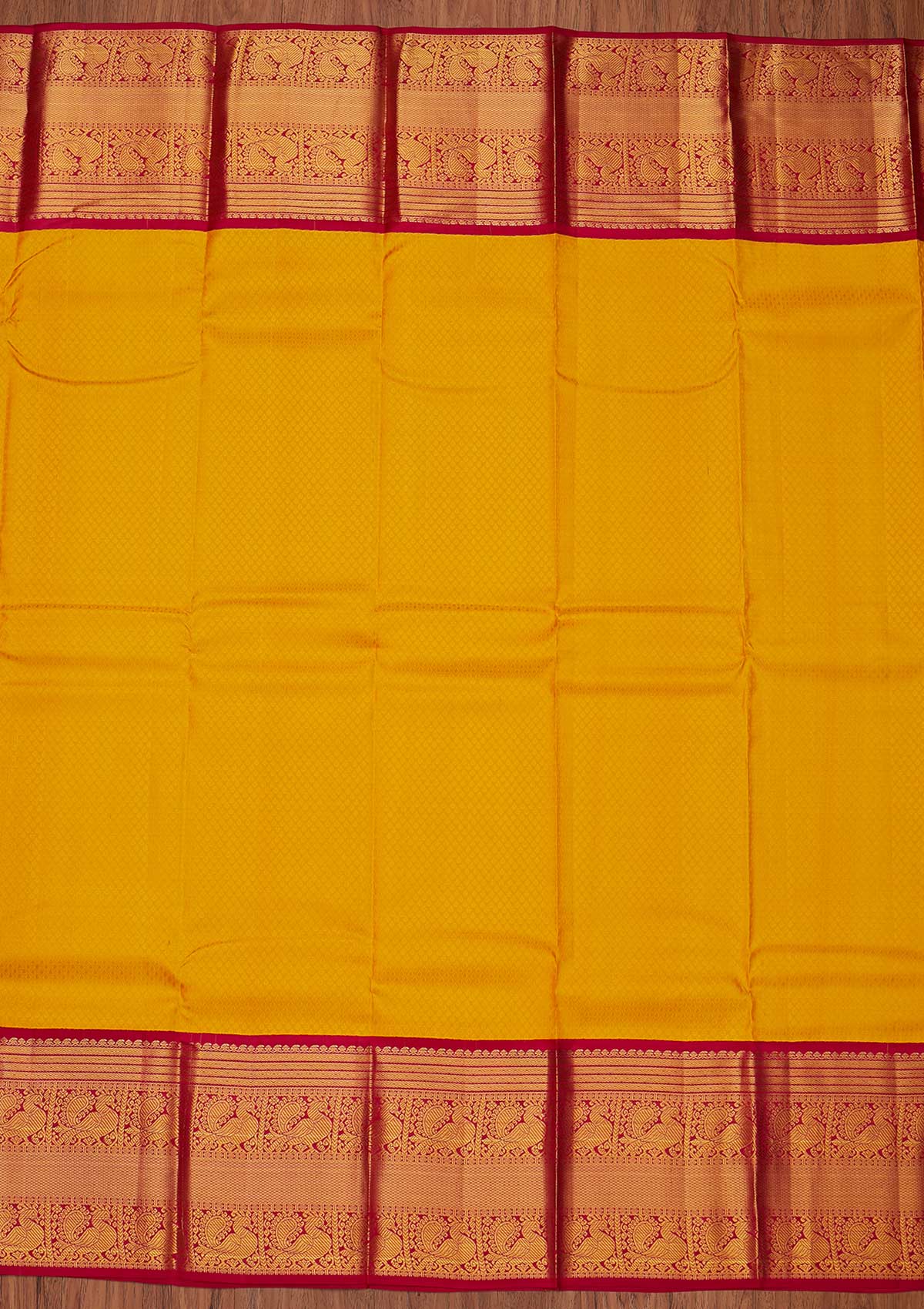 Yellow Zariwork Pure Silk Designer Unstitched Saree - Koskii