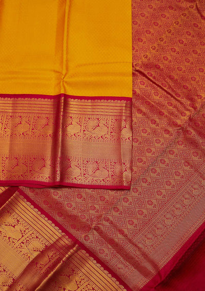 Yellow Zariwork Pure Silk Designer Unstitched Saree - Koskii