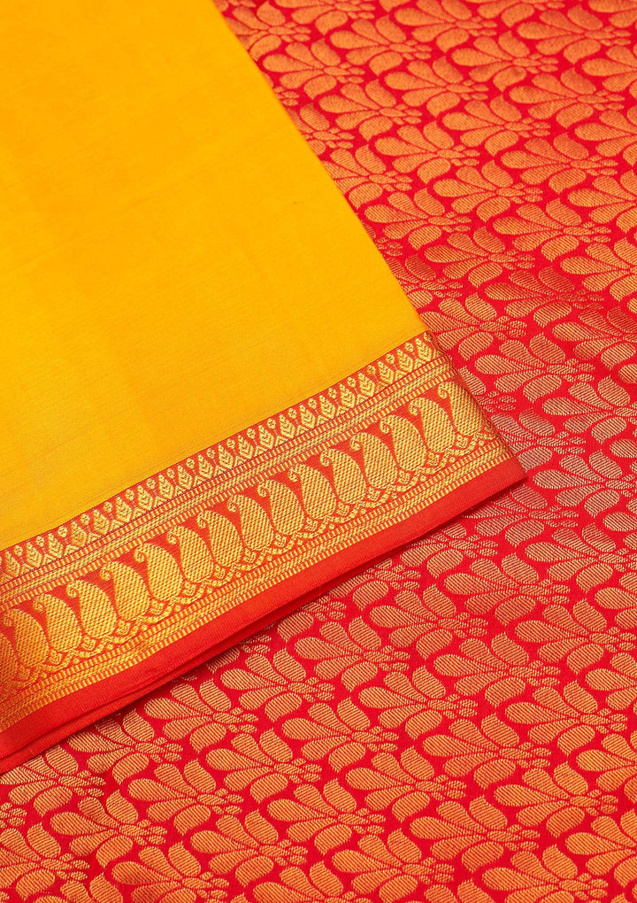 Yellow Zariwork Pure Silk Saree - Koskii