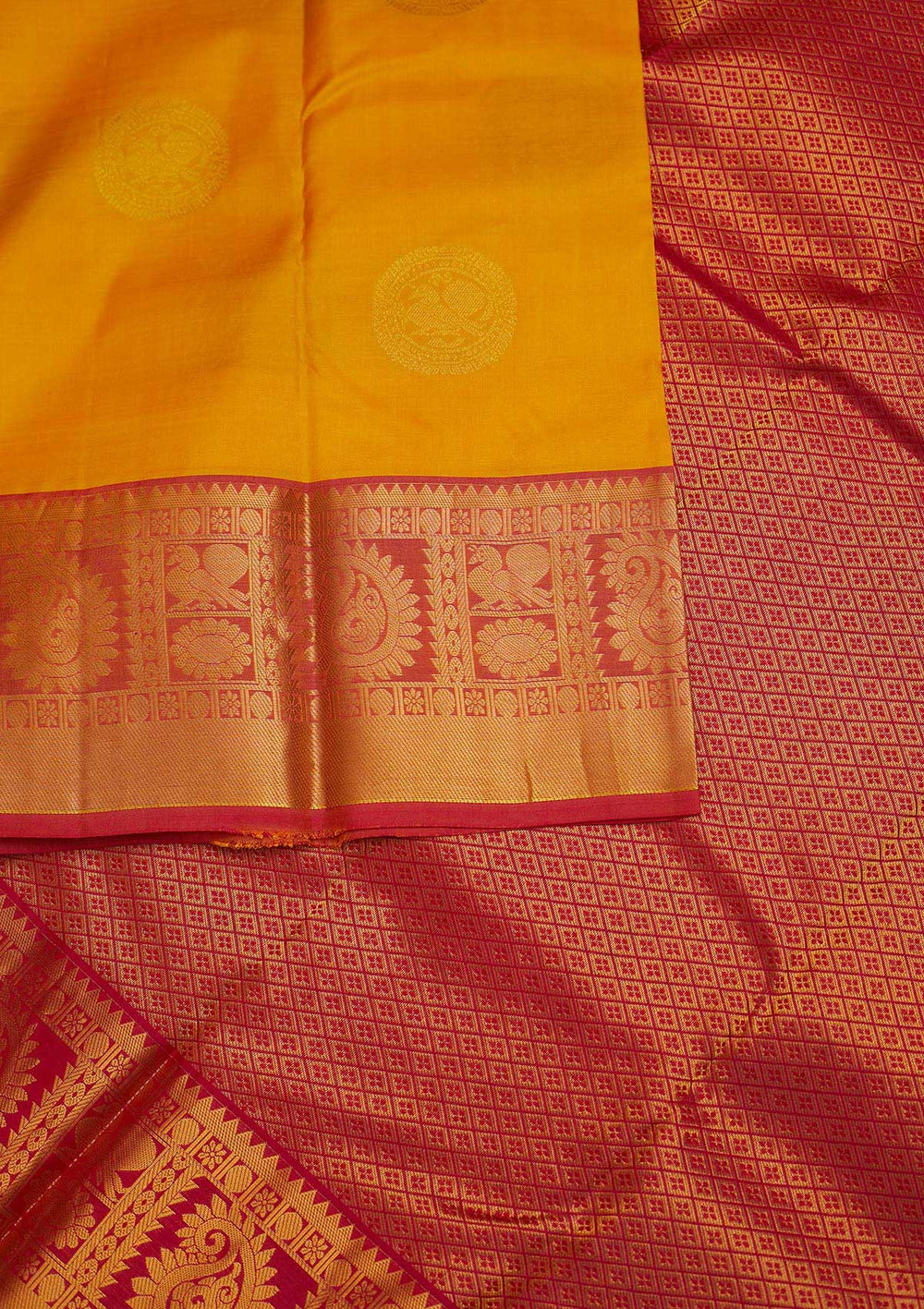 Yellow Zariwork Pure Silk Designer Saree - Koskii