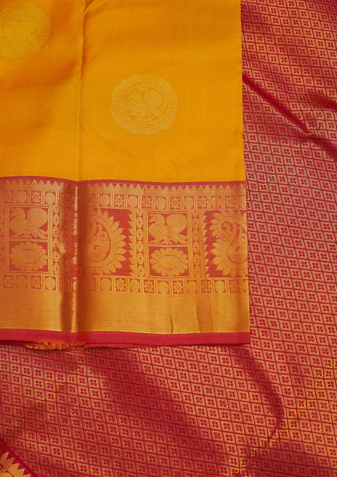 Yellow Zariwork Pure Silk Designer Saree - Koskii