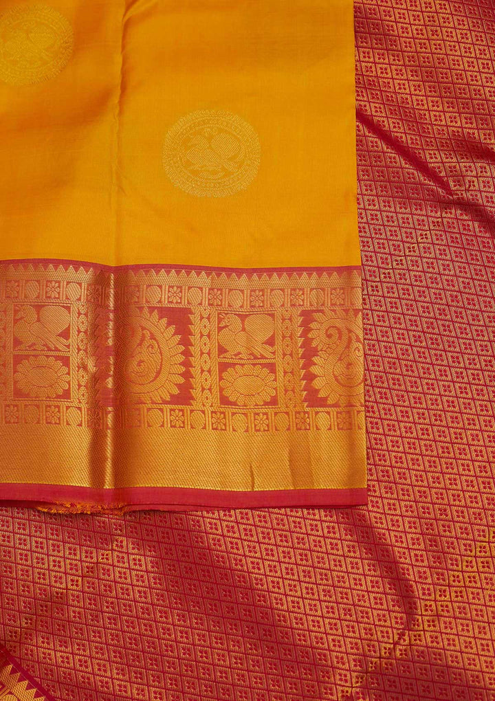 Yellow Zariwork Pure Silk Designer Saree - Koskii
