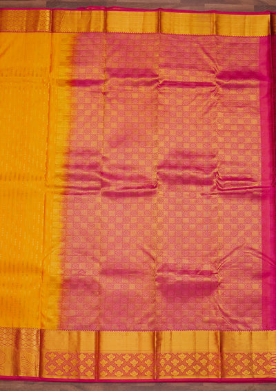 Yellow Zariwork Pure Silk Designer Saree - Koskii
