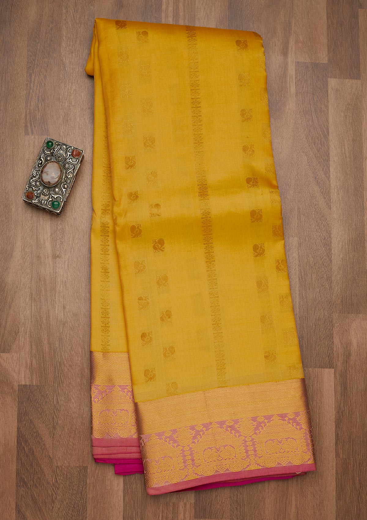 Yellow Zariwork Pure Silk Saree-Koskii
