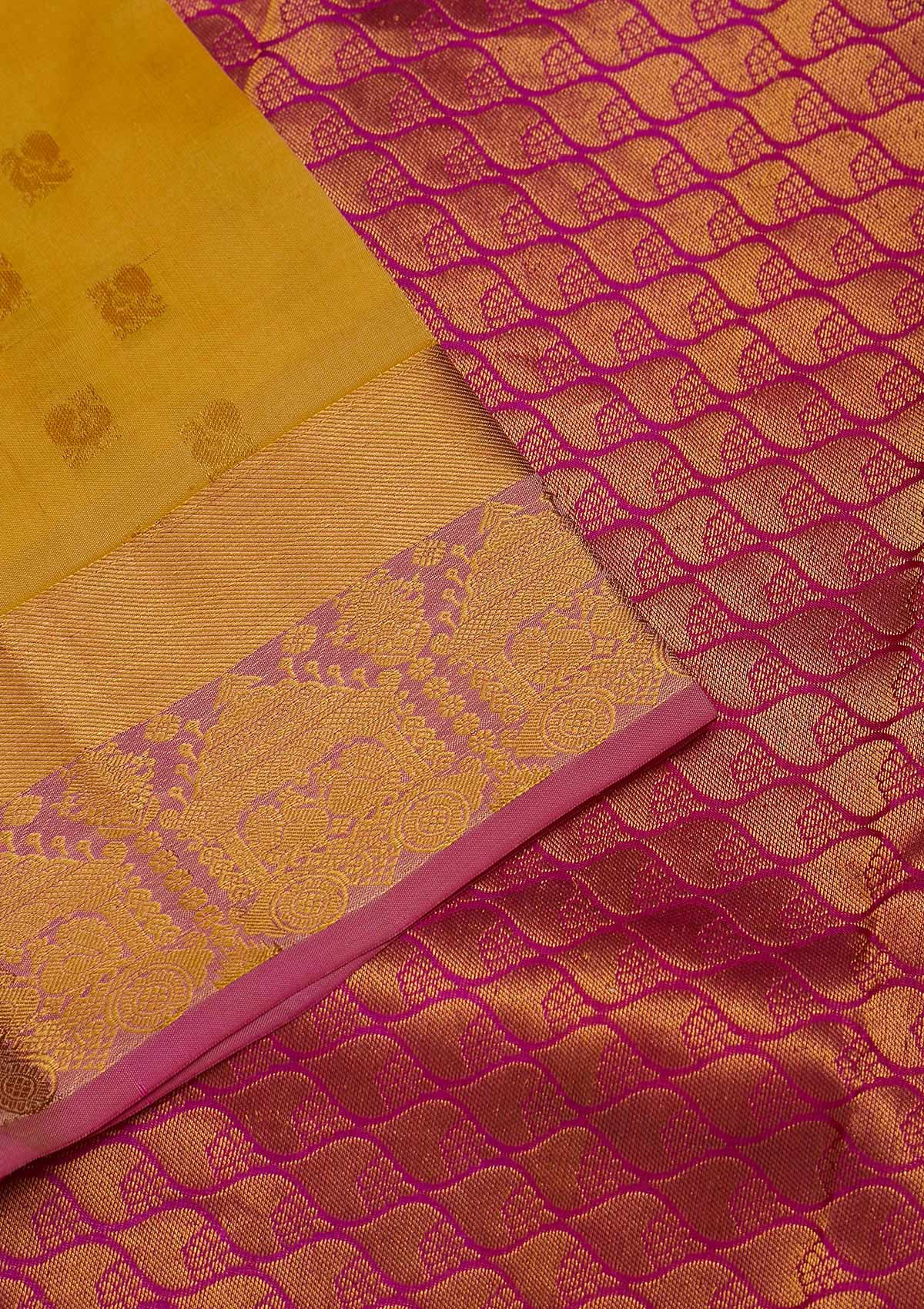 Yellow Zariwork Pure Silk Saree-Koskii