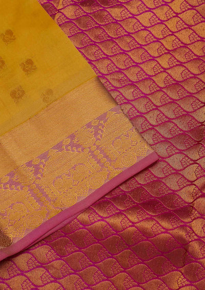 Yellow Zariwork Pure Silk Saree-Koskii