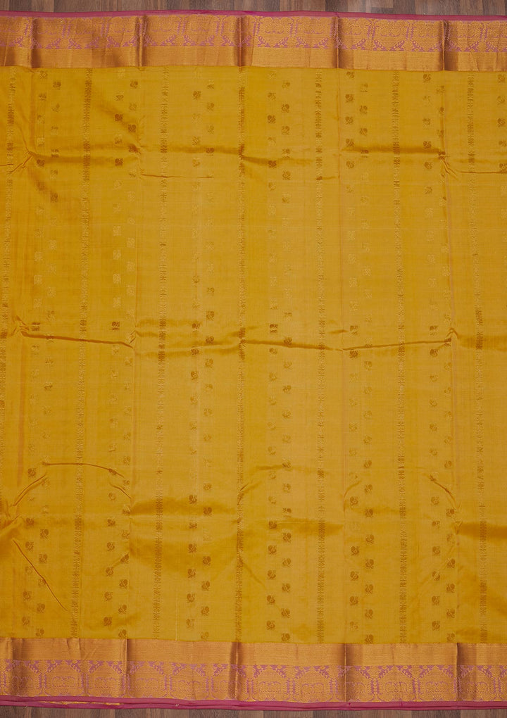 Yellow Zariwork Pure Silk Saree-Koskii