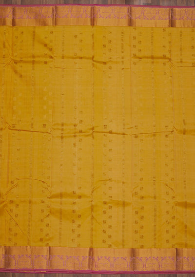 Yellow Zariwork Pure Silk Saree-Koskii