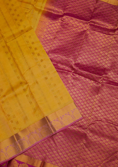 Yellow Zariwork Pure Silk Saree-Koskii