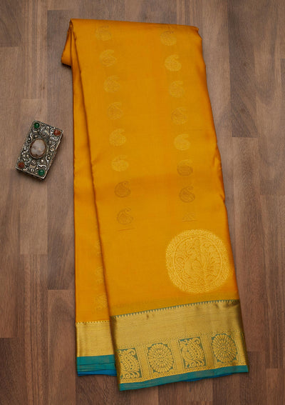 Yellow Zariwork Pure Silk Saree-Koskii