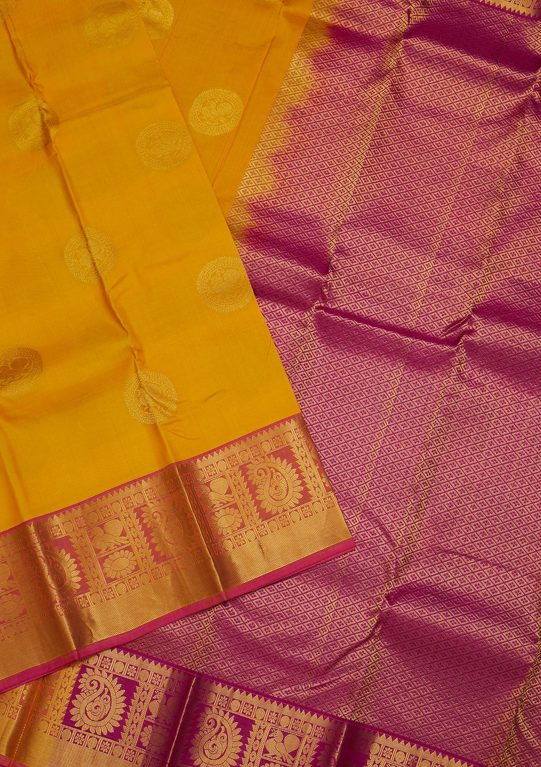 Yellow Zariwork Pure Silk Saree-Koskii
