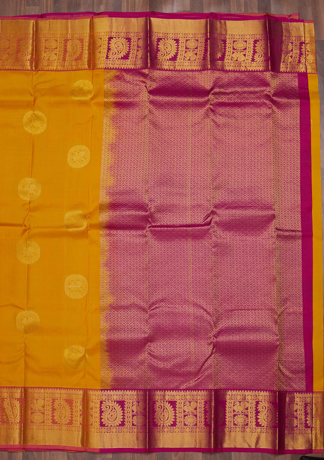 Yellow Zariwork Pure Silk Saree-Koskii