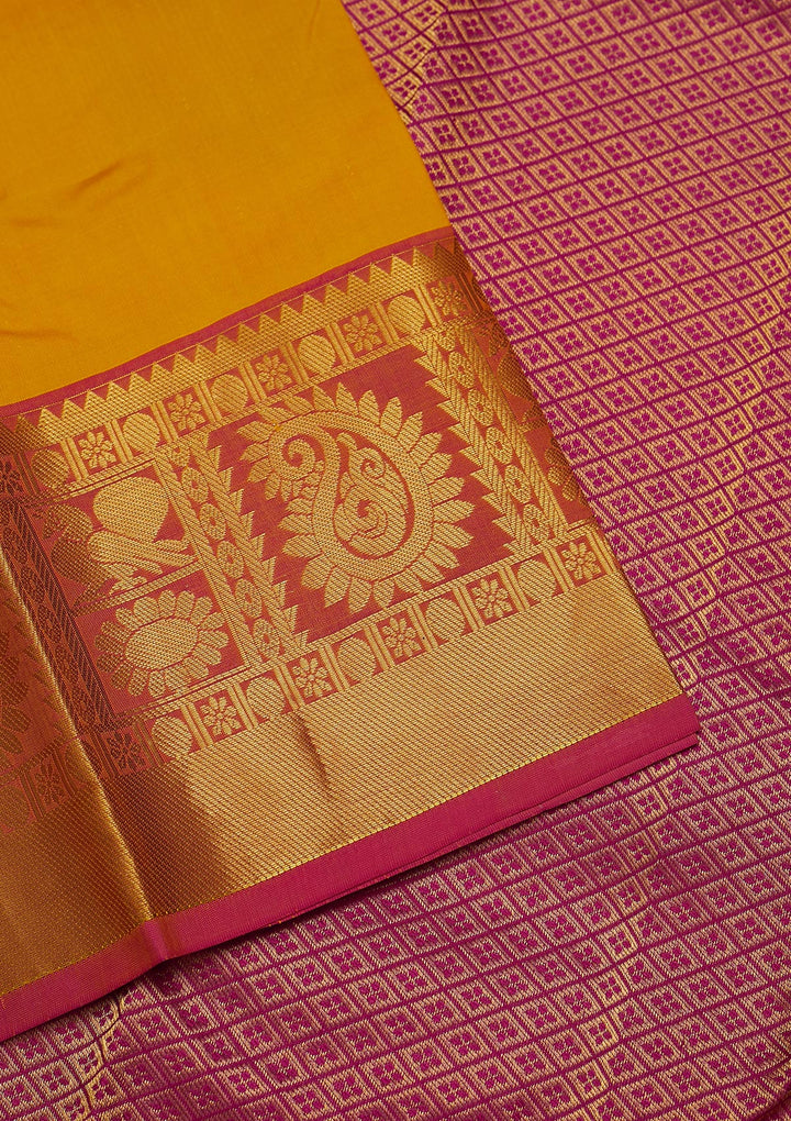 Yellow Zariwork Pure Silk Saree-Koskii