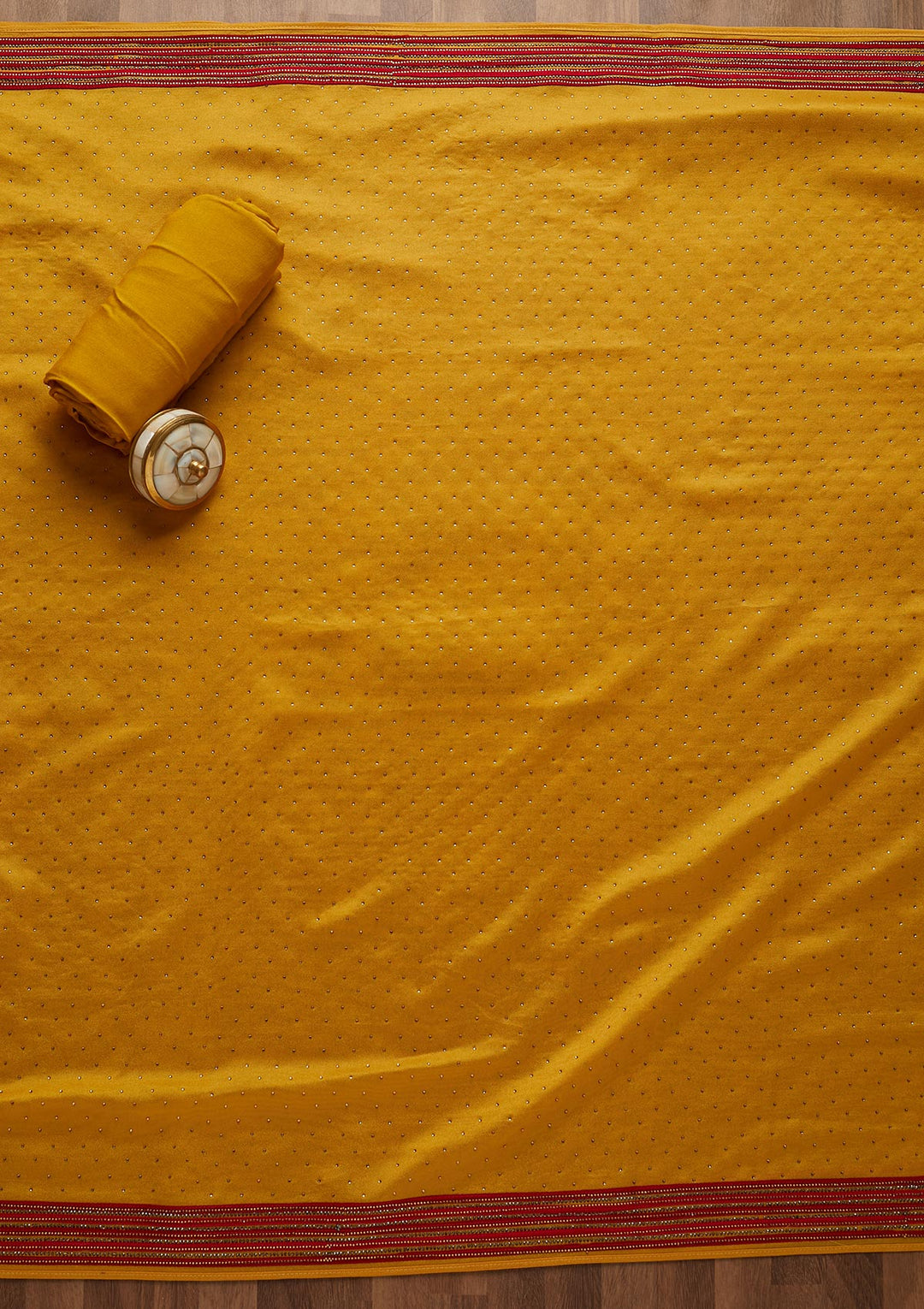 Yellow Zariwork Raw Silk Unstitched Salwar Suit-Koskii