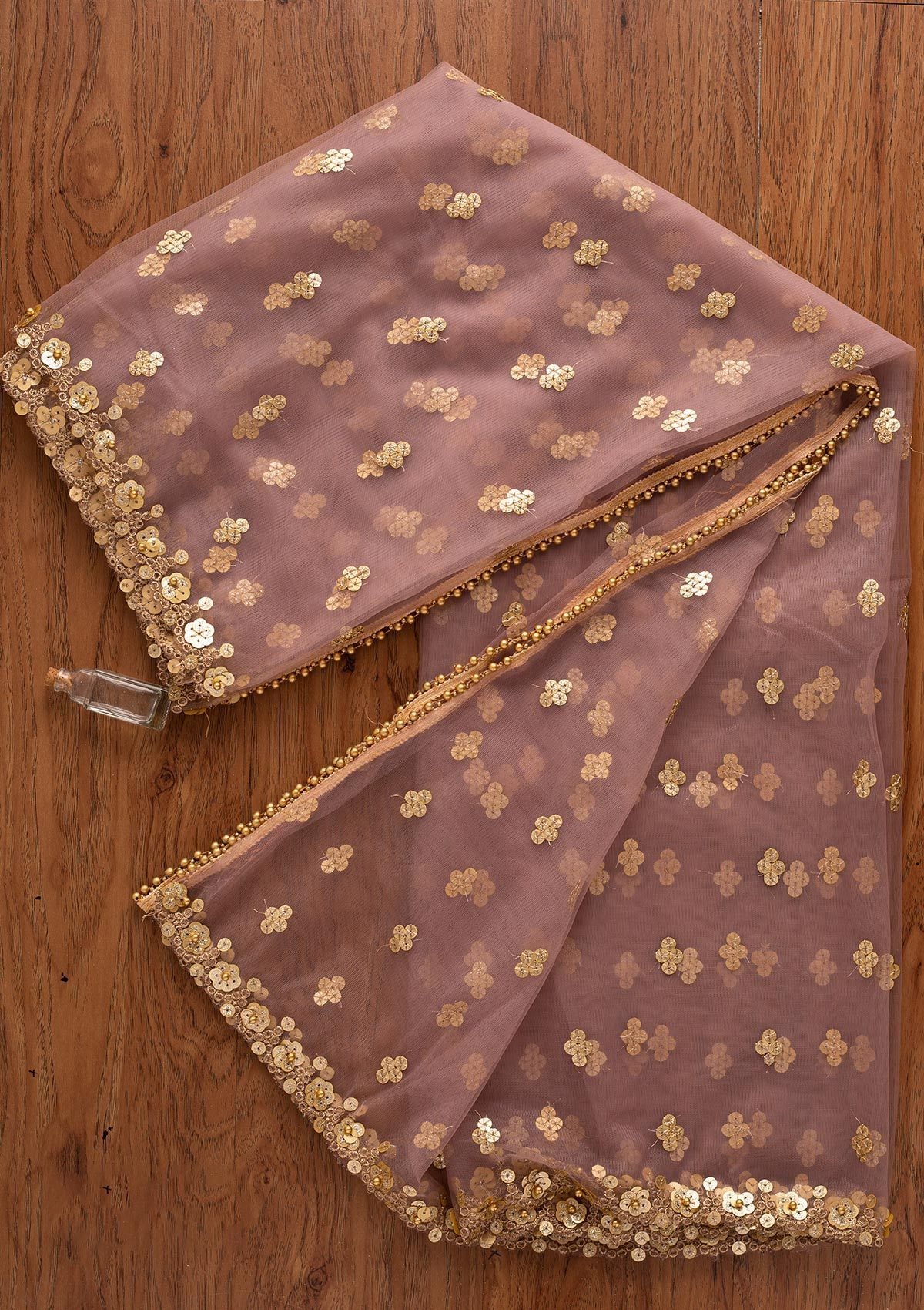 Lavender Sequins Net Designer Dupatta - koskii