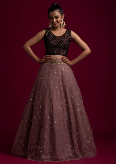 Lavender Sequins Net Designer Skirt - koskii