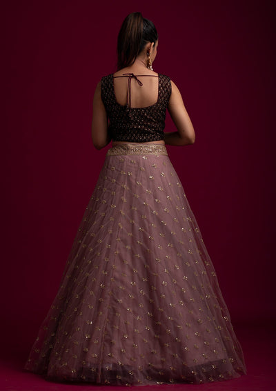 Lavender Sequins Net Designer Skirt - koskii