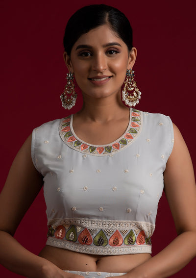 Light Grey Gotapatti Georgette Designer Lehenga - koskii