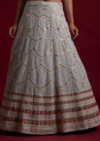 Light Grey Gotapatti Georgette Designer Lehenga - koskii