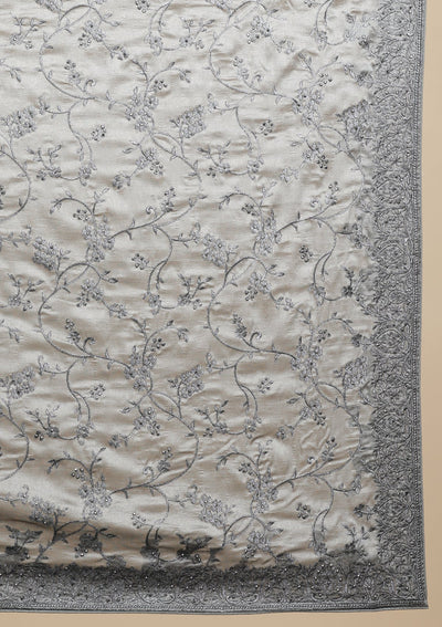 Light Grey Stonework  Art Silk Designer Saree - koskii