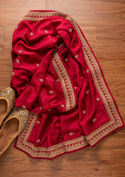 Maroon Stonework Raw Silk Designer Unstitched Salwar Suit - koskii