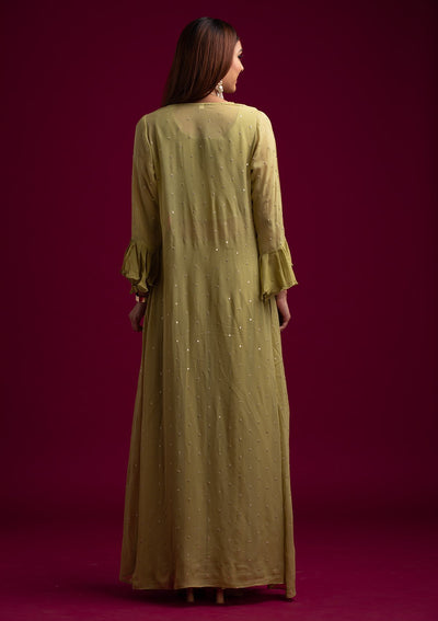 Mehendi Sequins Georgette Designer Salwar Suit - koskii