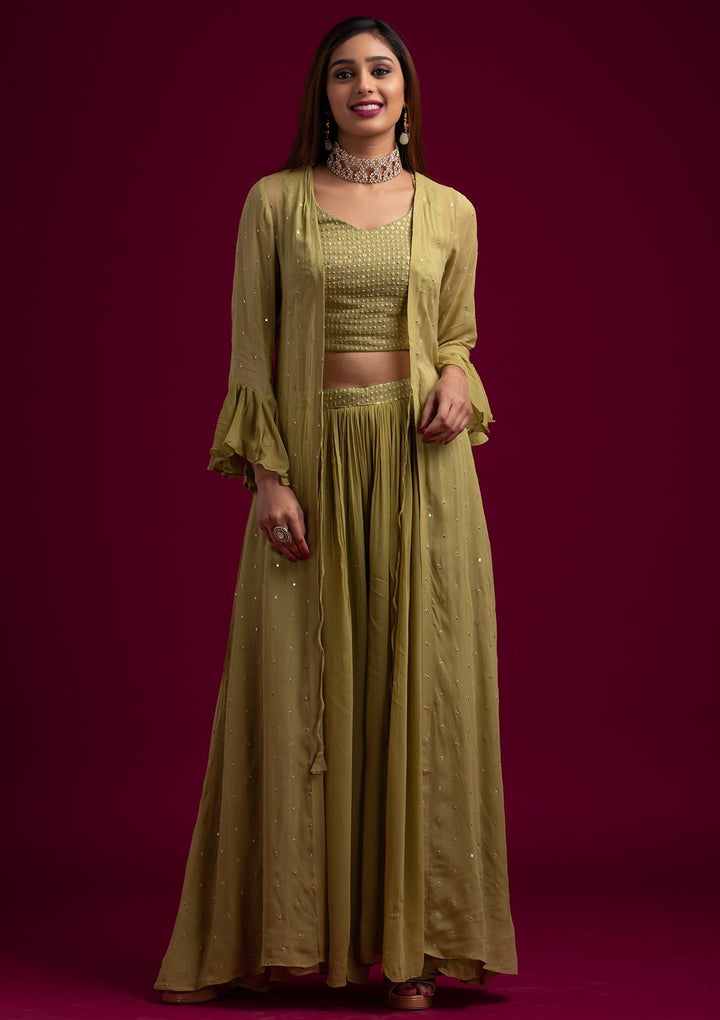Mehendi Sequins Georgette Designer Salwar Suit - koskii