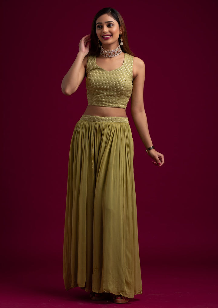 Mehendi Sequins Georgette Designer Salwar Suit - koskii