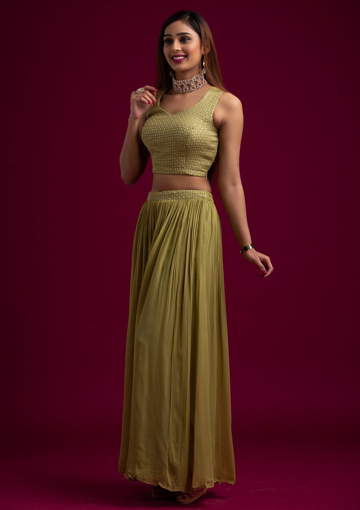 Mehendi Sequins Georgette Designer Salwar Suit - koskii
