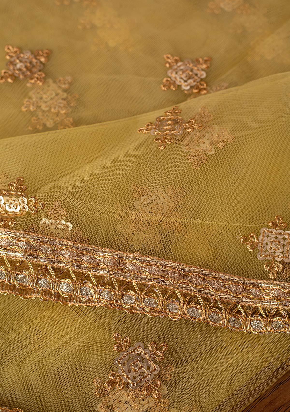 Mehendi Sequins Net Designer Dupatta - koskii