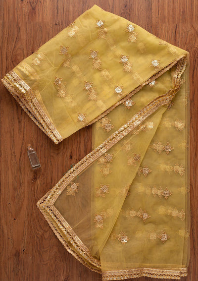 Mehendi Sequins Net Designer Dupatta - koskii