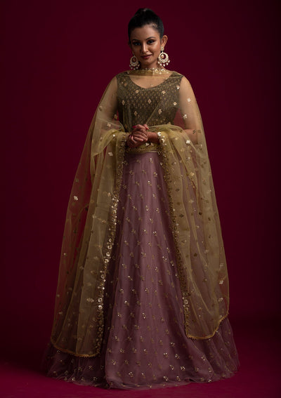 Mehendi Sequins Net Designer Dupatta - koskii