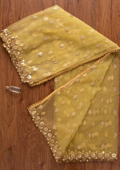 Mehendi Sequins Net Designer Dupatta - koskii