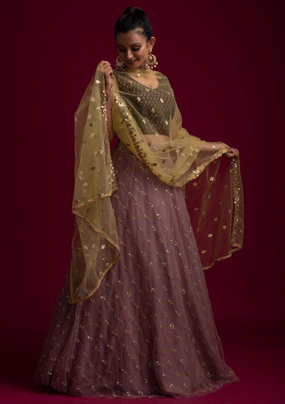 Mehendi Sequins Net Designer Dupatta - koskii