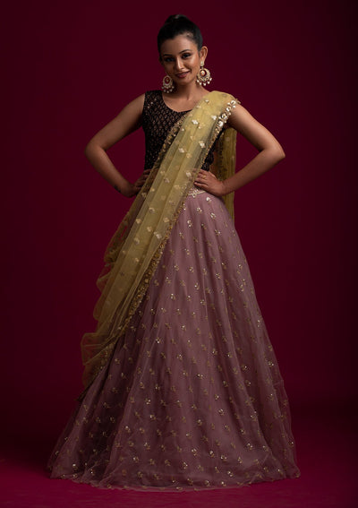 Mehendi Sequins Net Designer Dupatta - koskii