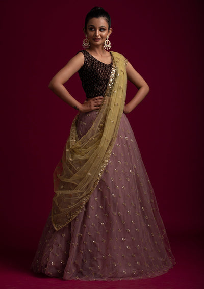 Mehendi Sequins Net Designer Dupatta - koskii