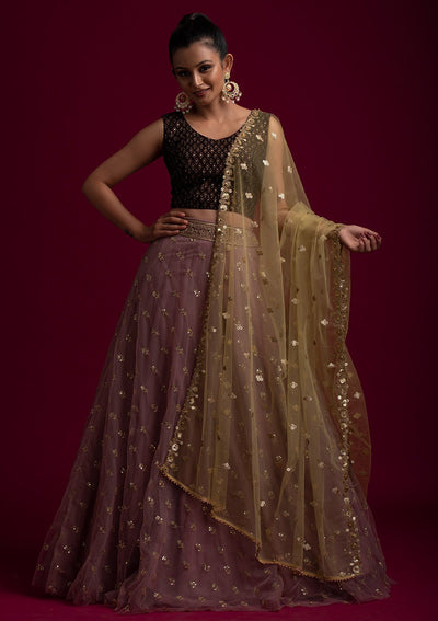 Mehendi Sequins Net Designer Dupatta - koskii