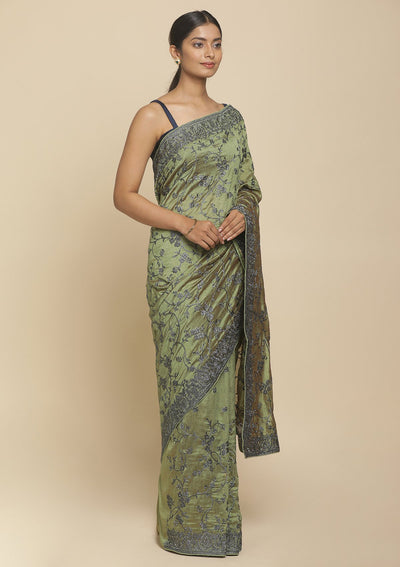Mehendi Stonework  Art Silk Designer Saree - koskii