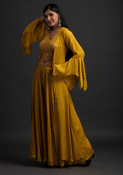 Mustard Zariwork Brocade Designer Salwar Suit - koskii