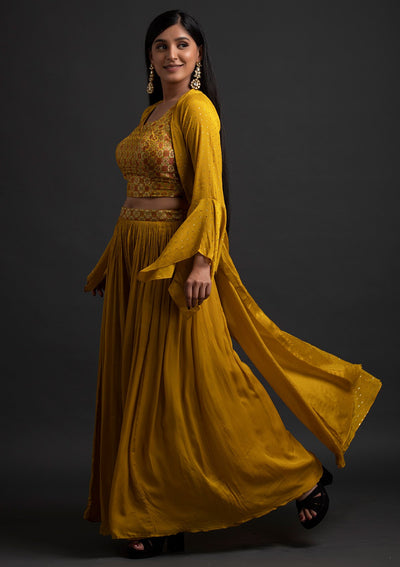 Mustard Zariwork Brocade Designer Salwar Suit - koskii