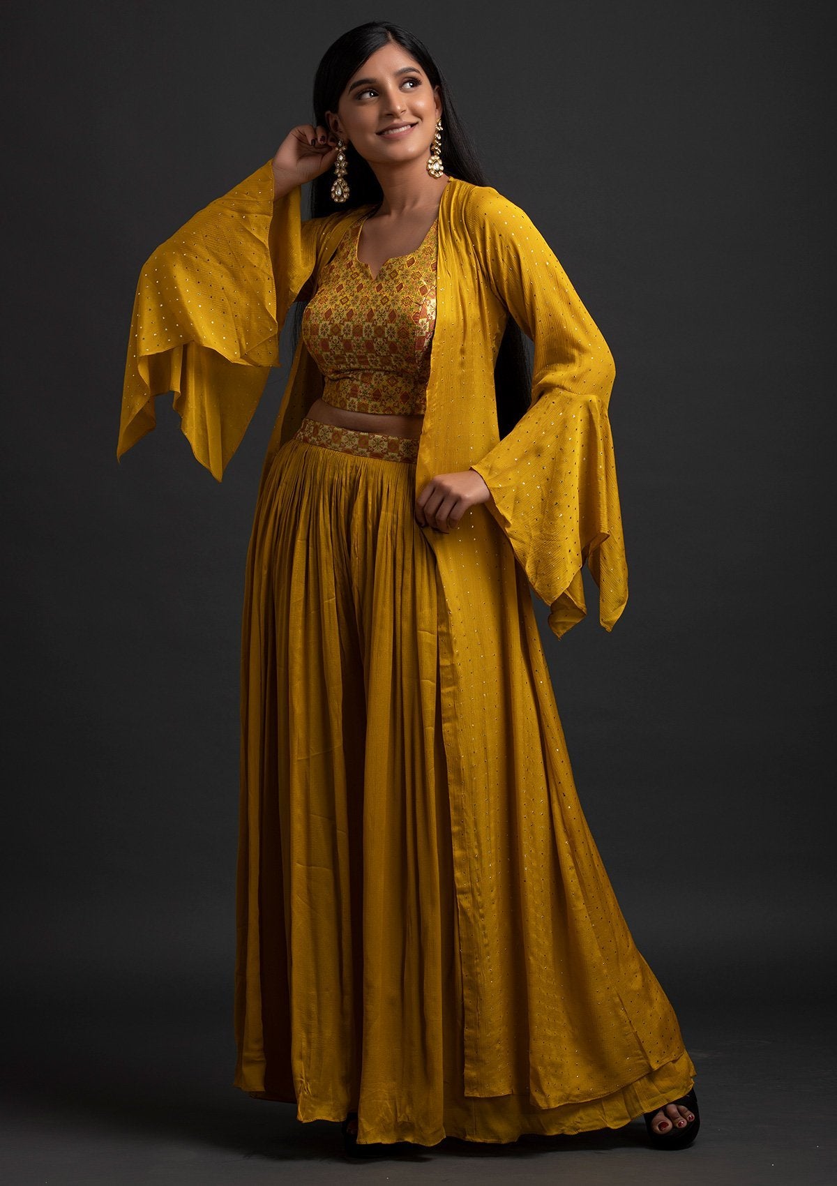 Mustard Zariwork Brocade Designer Salwar Suit - koskii