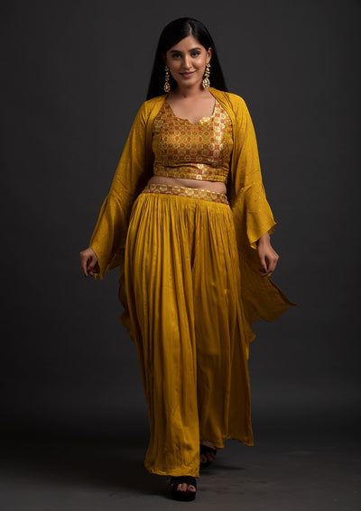Mustard Zariwork Brocade Designer Salwar Suit - koskii