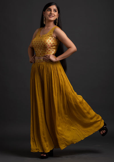 Mustard Zariwork Brocade Designer Salwar Suit - koskii