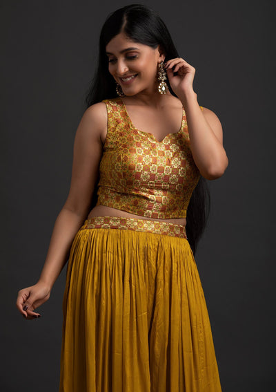 Mustard Zariwork Brocade Designer Salwar Suit - koskii