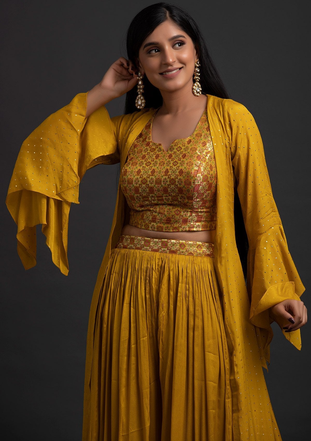 Mustard Zariwork Brocade Designer Salwar Suit - koskii